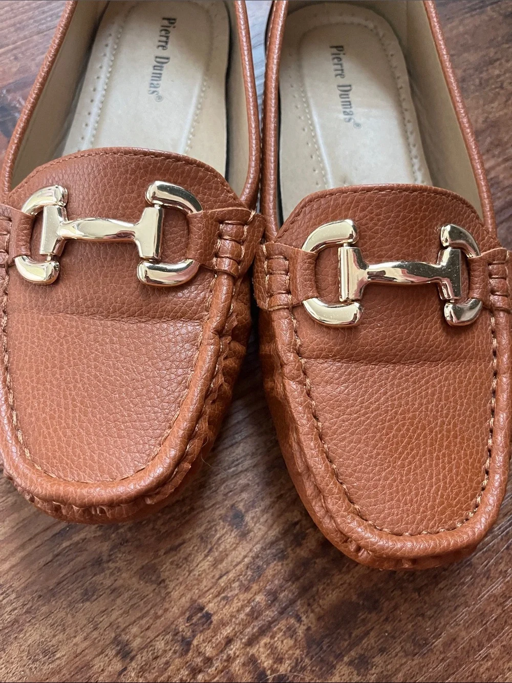 Pierre Dumas Brown Leather Loafers With Gold Hardware